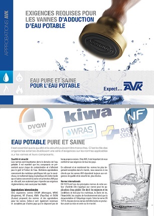 Exigences requises pour l'approbations des vannes pour eau potable